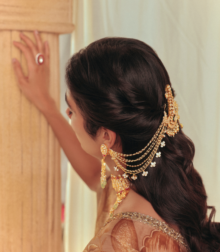 SIMRAN RED & GREEN MOISSANITE EAR CHAIN