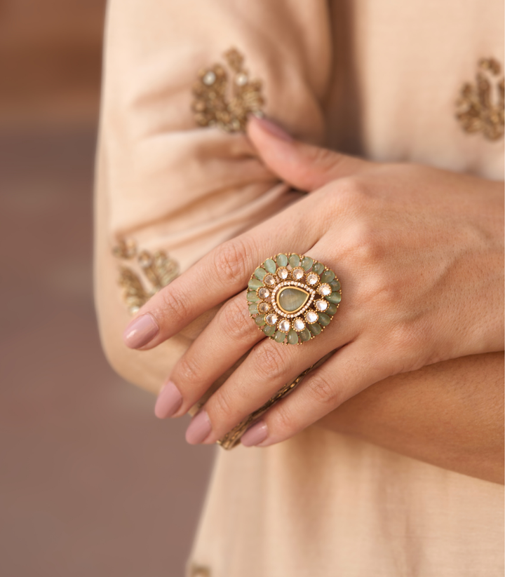 HEMAKANTI MINT POLKI RING