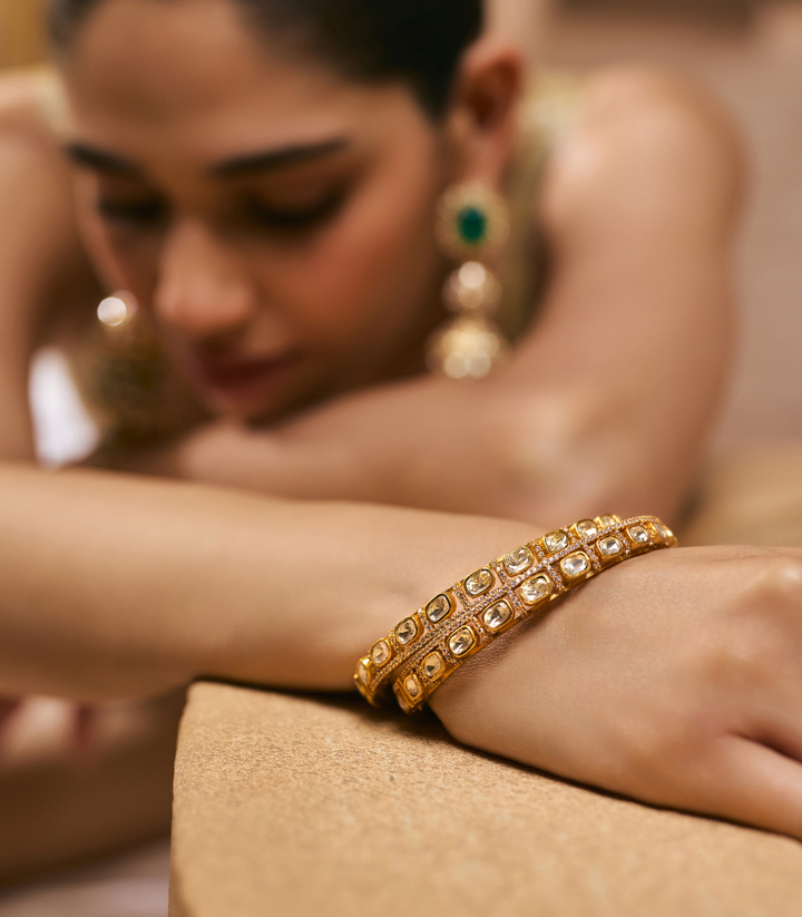 LAVIKA GOLD PLATED MOISSANITE BANGLES