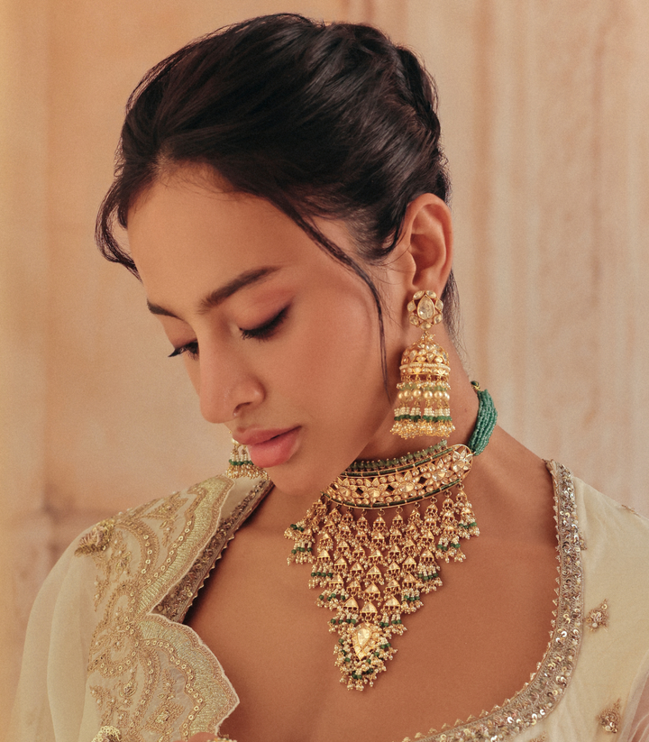 CHANDRA GREEN MOISSANITE JHUMKA