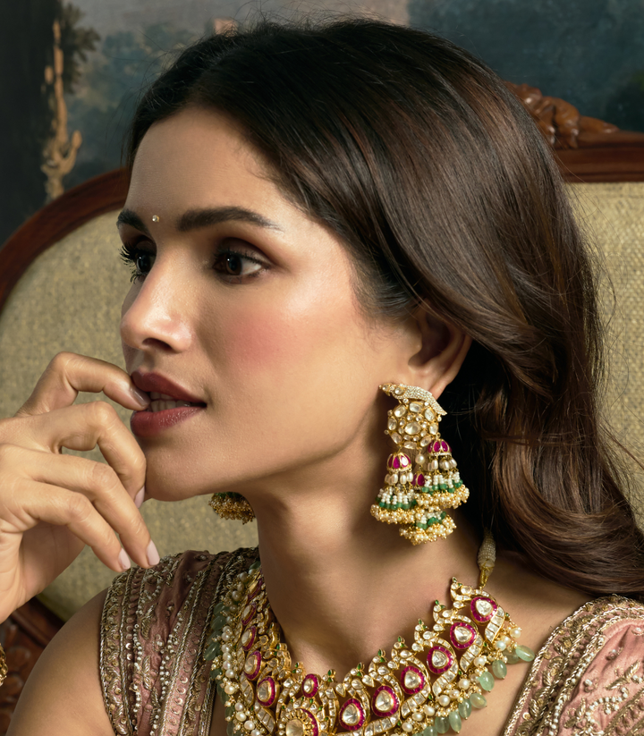 MAYUR GOLD PLATED MOISSANITE JHUMKA