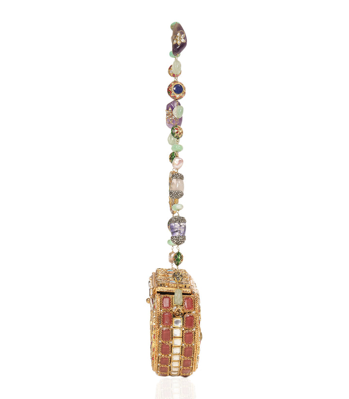 MIRA RED & GREEN KUNDAN HAND BAG