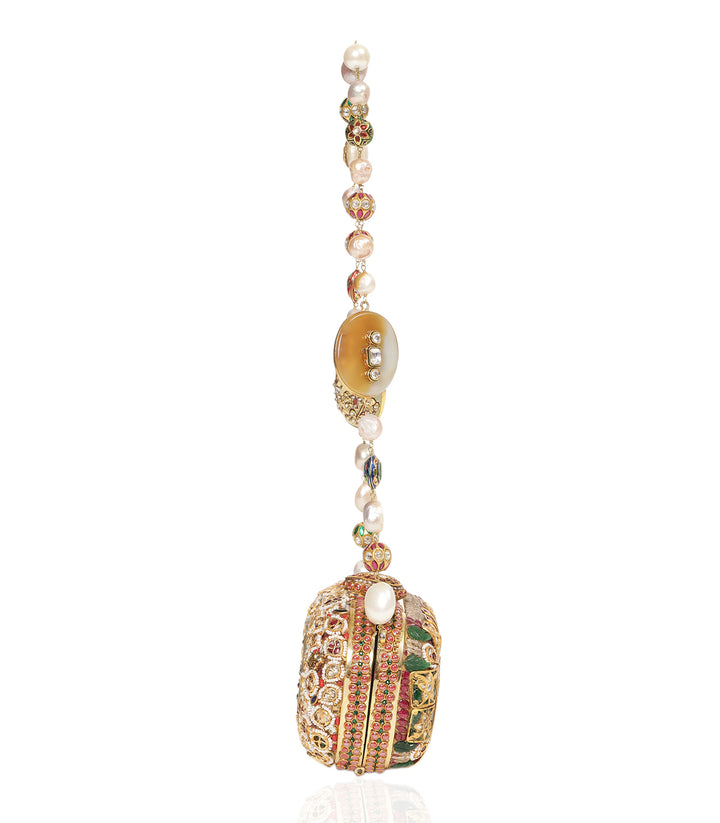 TANIA RED & GREEN KUNDAN HAND BAG