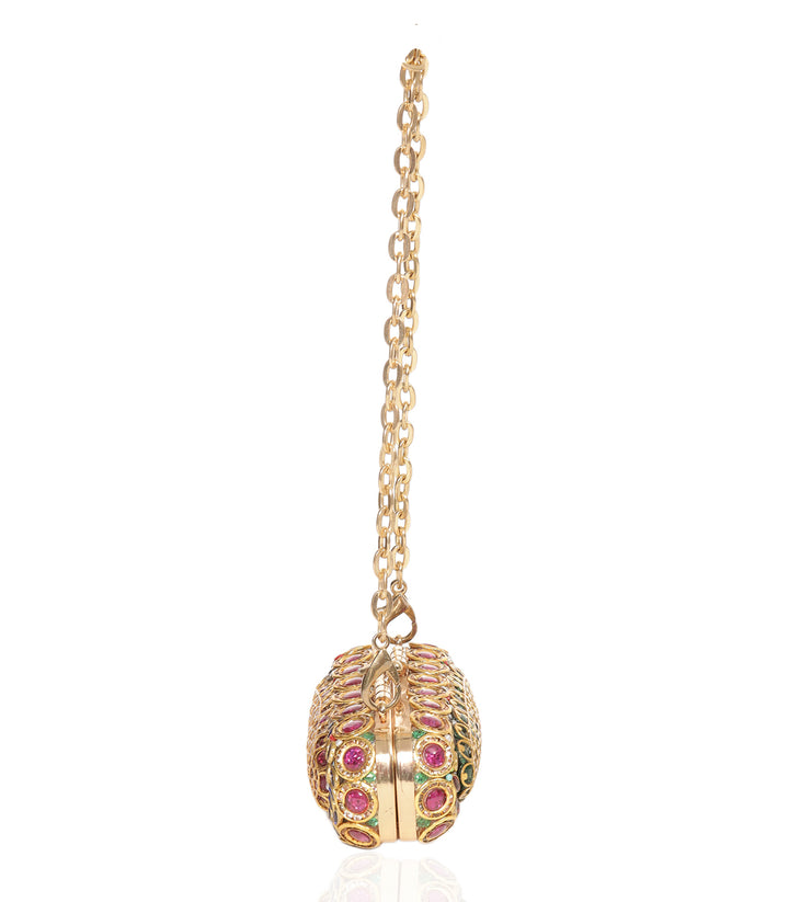 RANI RED & GREEN KUNDAN HAND BAG