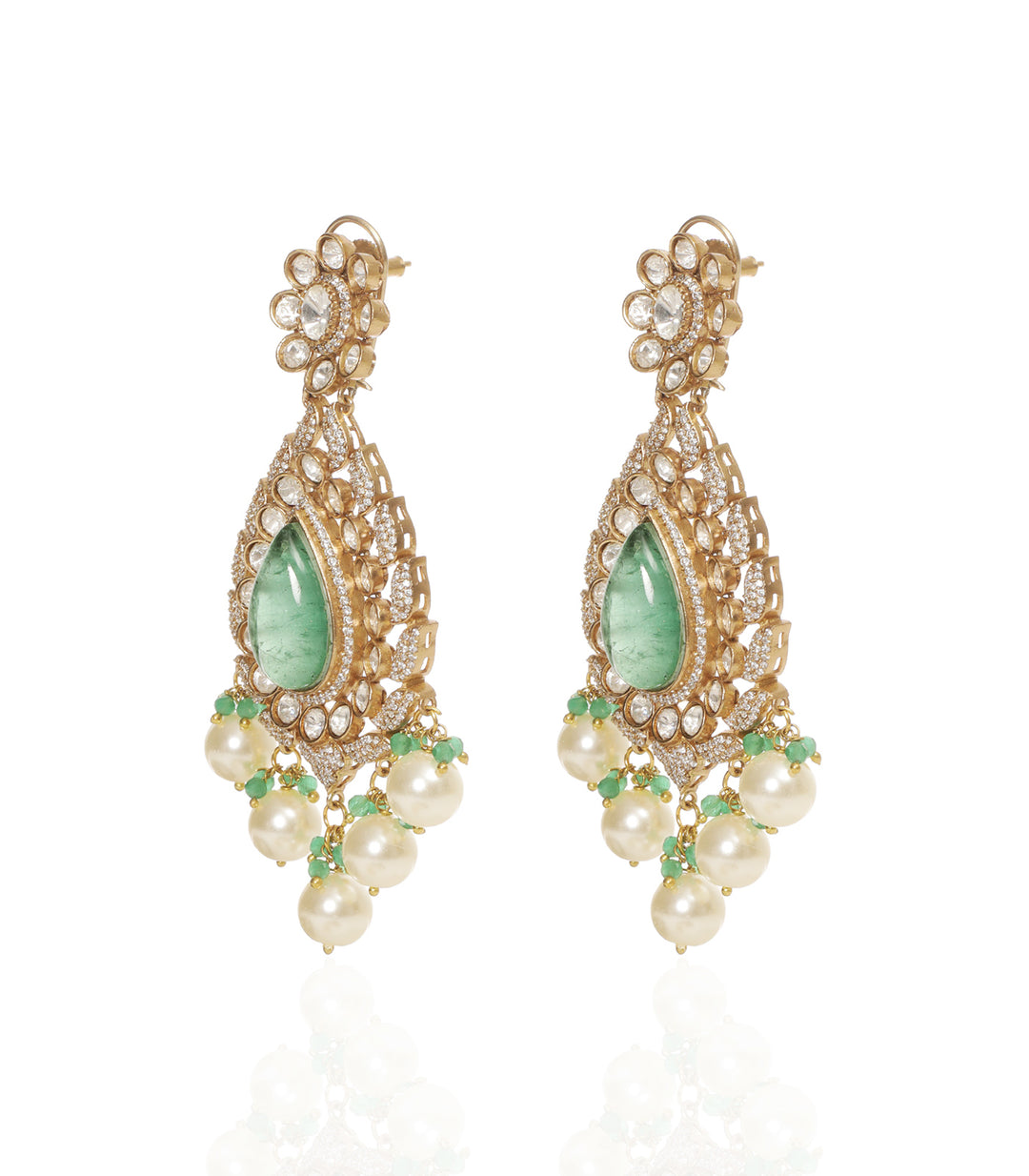 TRISHA RED & MINT POLKI NECKLACE SET