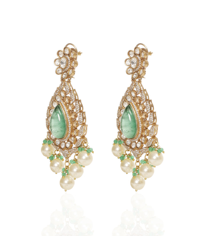 TRISHA RED & MINT POLKI NECKLACE SET