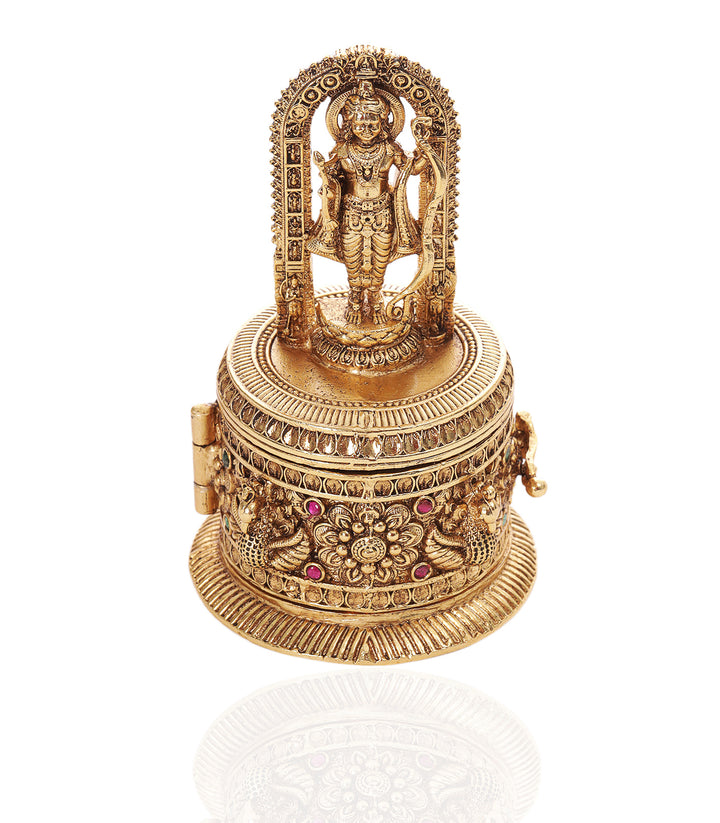 LORD RAM RED GOLD PLATED ORNATE BOX