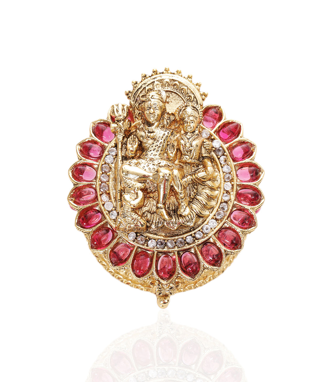 GOLD PLATED RED & GREEN SHIV PARVATI ORNATE BOX
