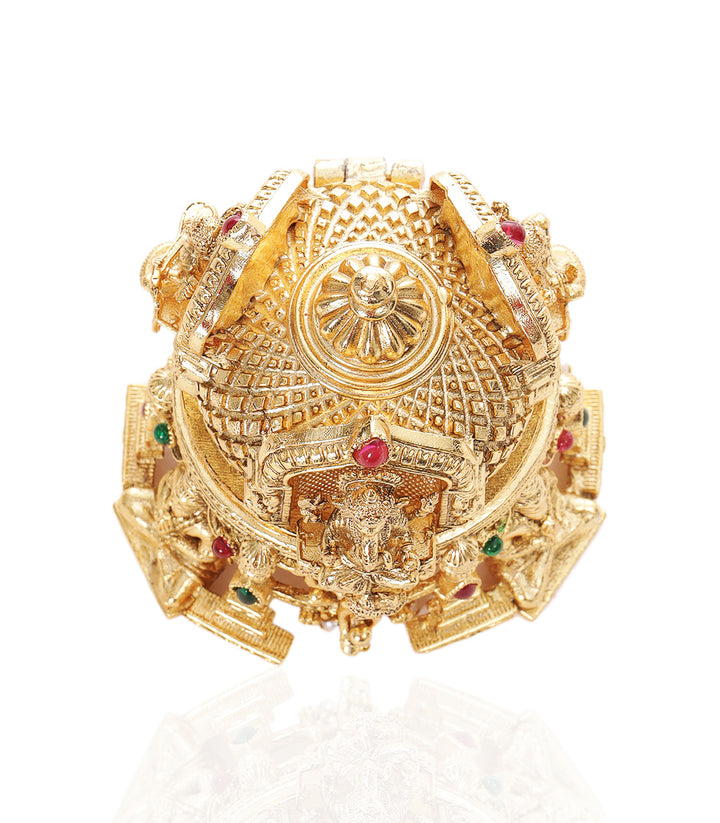VIGNESHWARA RED & GREEN GOLD PLATED ORNATE BOX