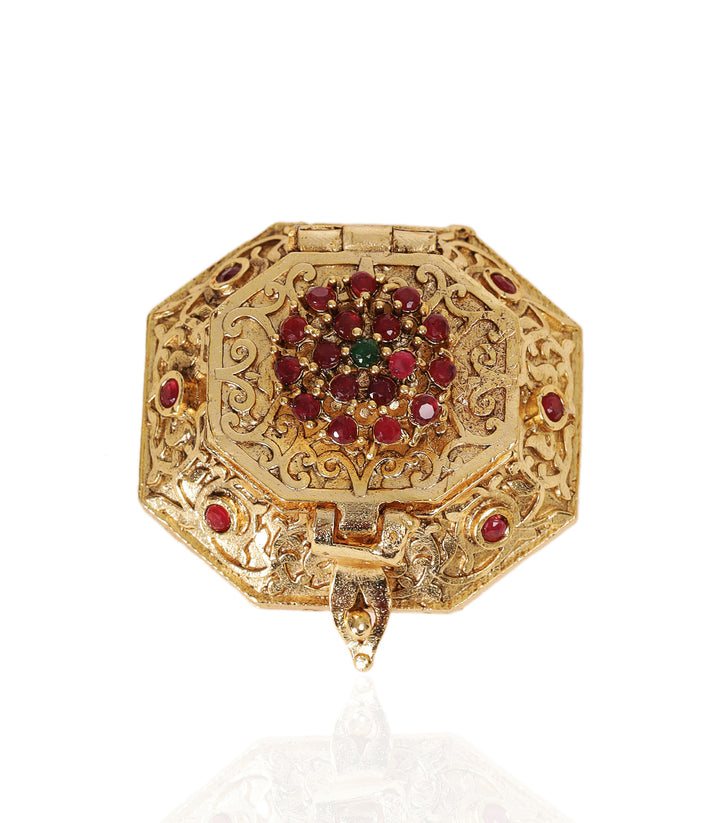 GOLD PLATED RED & GREEN KALASH ORNATE BOX