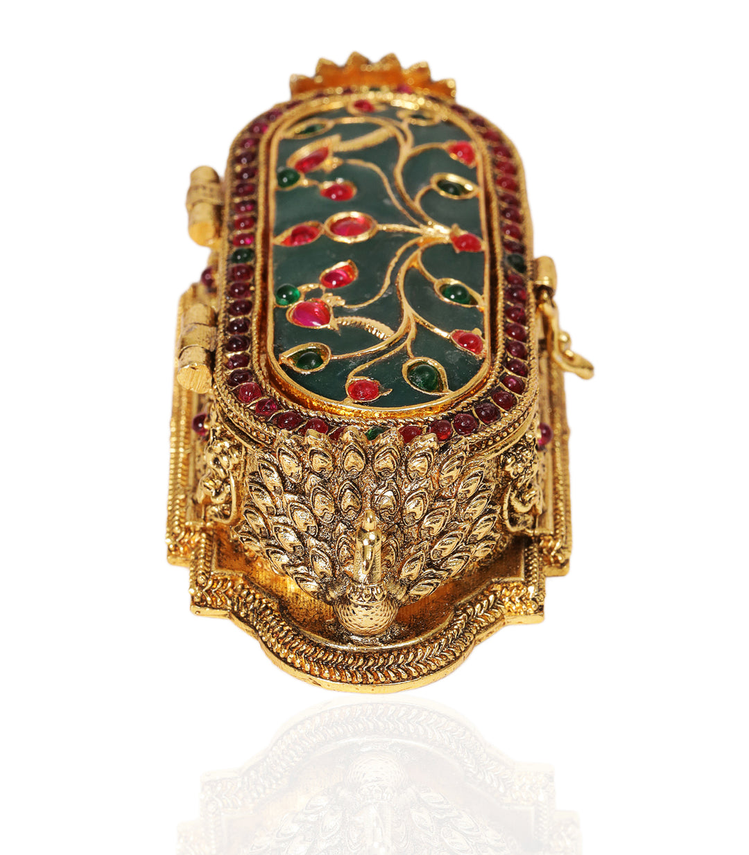 MOHINI GOLD PLATED RED & GREEN ORNATE BOX