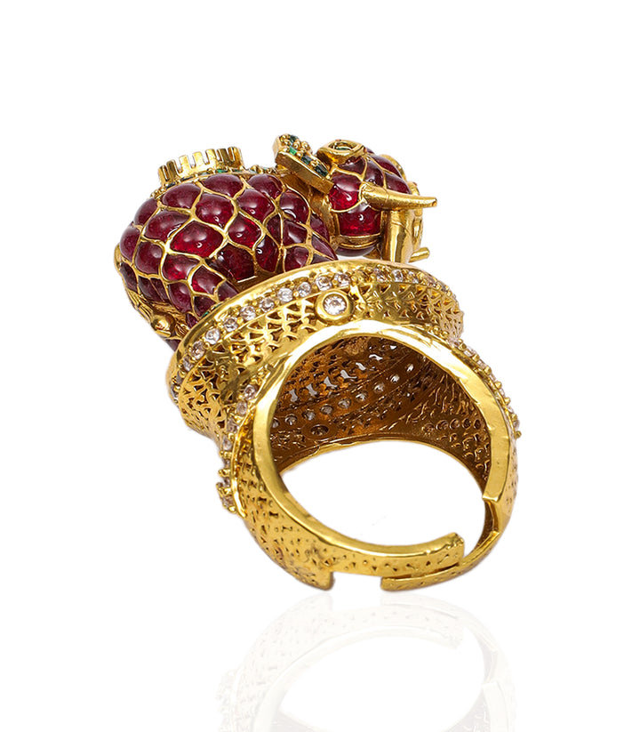 AIRAVAT RED KUNDAN RING