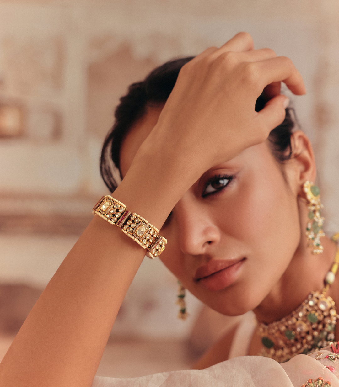 VEDANATHA GOLD PLATED POLKI BRACELET