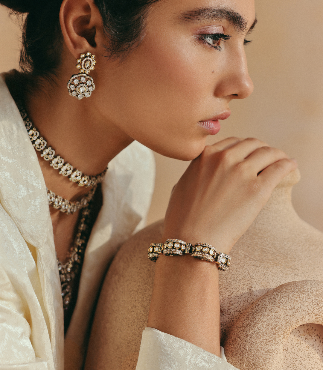 KAUSHALA GOLD PLATED POLKI BRACELET
