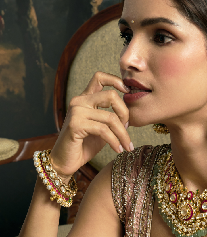 SAADHIKA ANTIQUE FINISH POLKI BANGLES