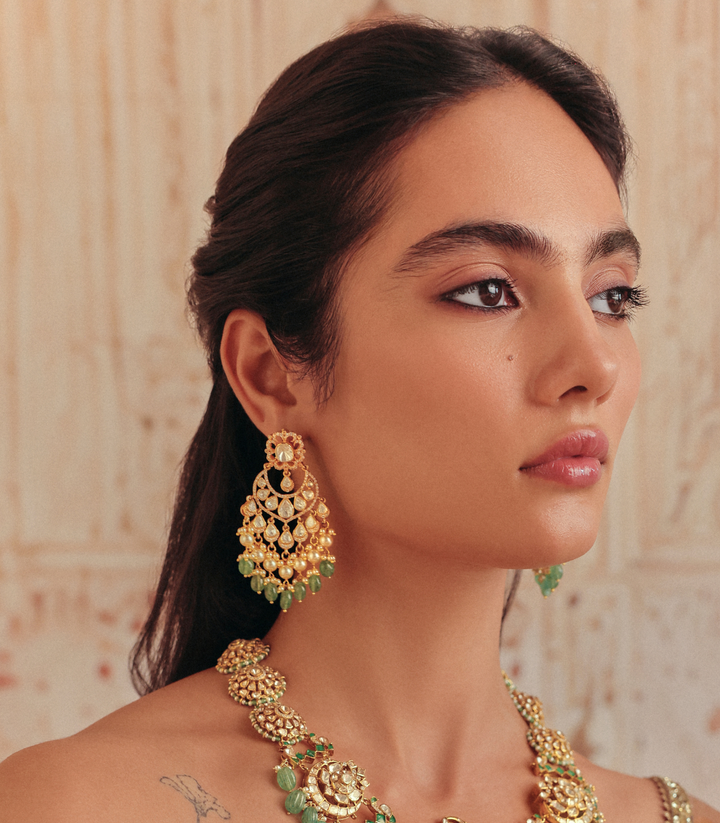SADHIKA GREEN MOISSANITE CHANDBALI