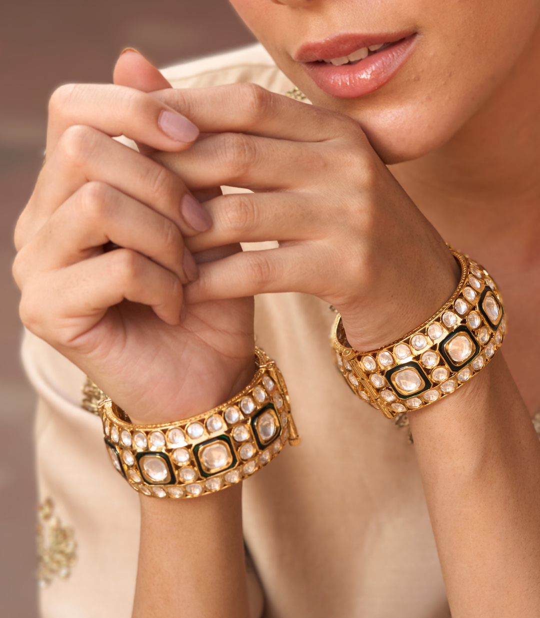 MEHER GREEN POLKI BANGLES