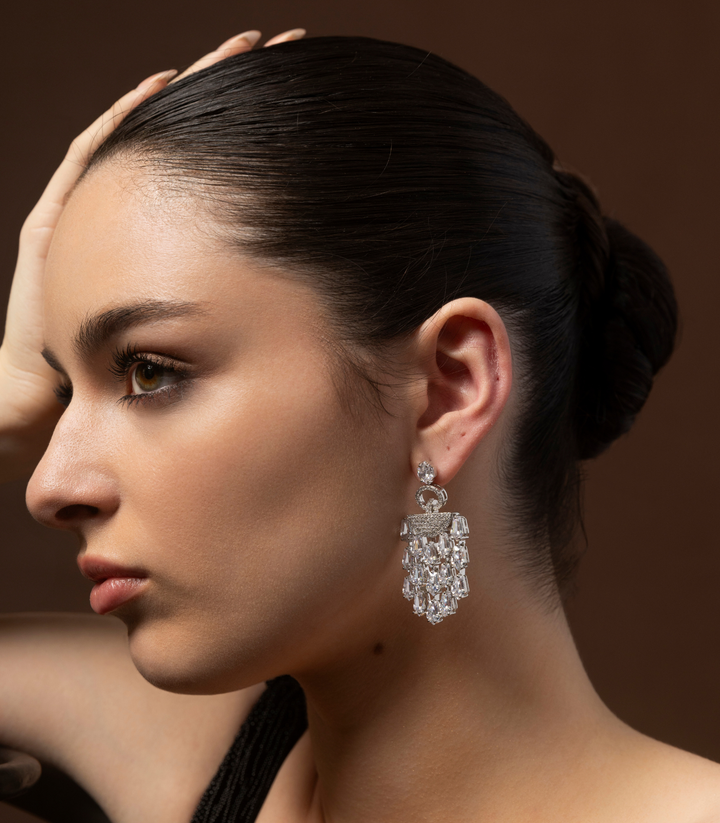 EVERLY WHITE ZIRCON STATEMENT EARRING