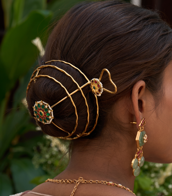 HEENA RED & GREEN  KUNDAN JUDA PIN