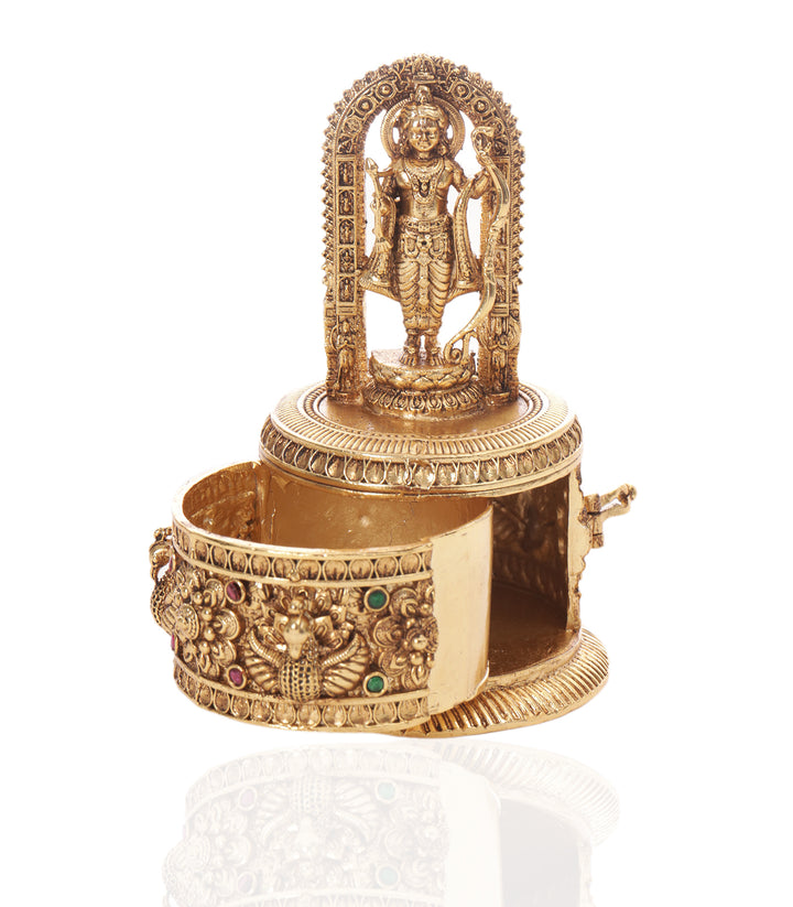 LORD RAM RED GOLD PLATED ORNATE BOX