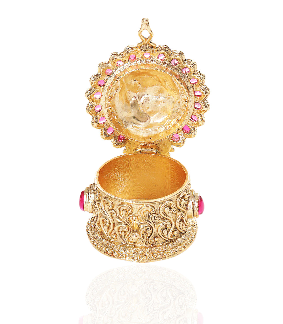 GOLD PLATED RED & GREEN SHIV PARVATI ORNATE BOX