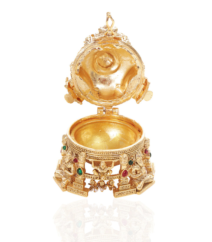 VIGNESHWARA RED & GREEN GOLD PLATED ORNATE BOX
