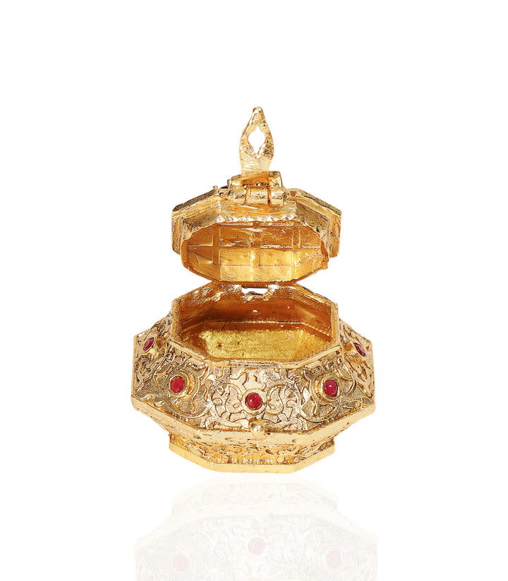 GOLD PLATED RED & GREEN KALASH ORNATE BOX