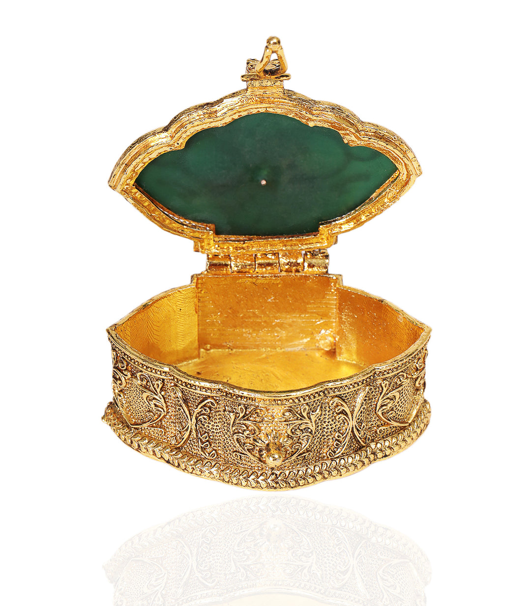 VEDA GOLD PLATED RED & GREEN ORNATE BOX