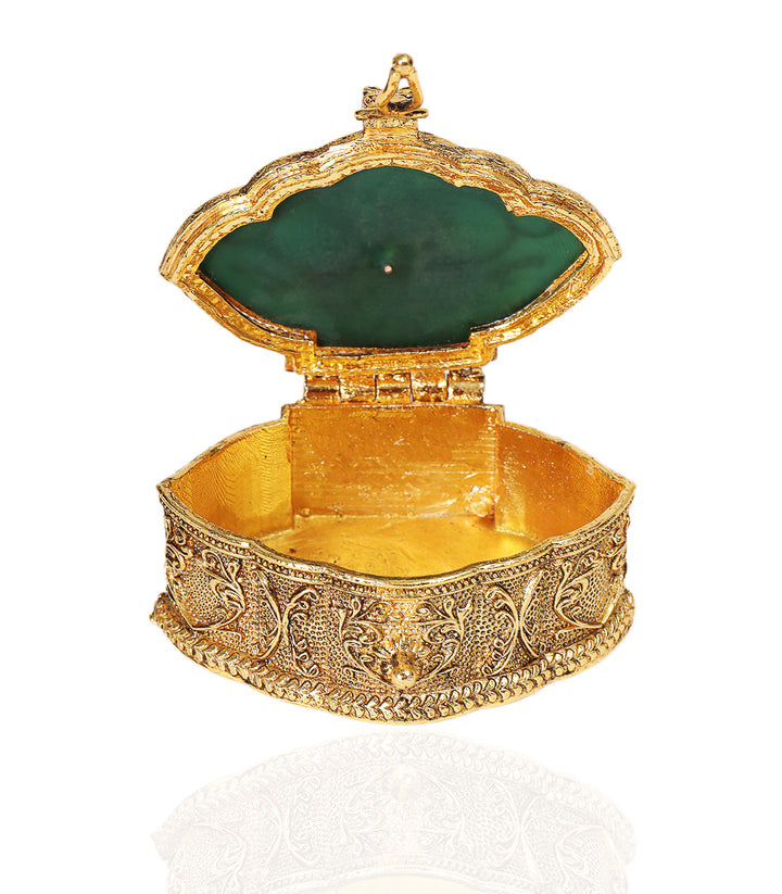 VEDA GOLD PLATED RED & GREEN ORNATE BOX