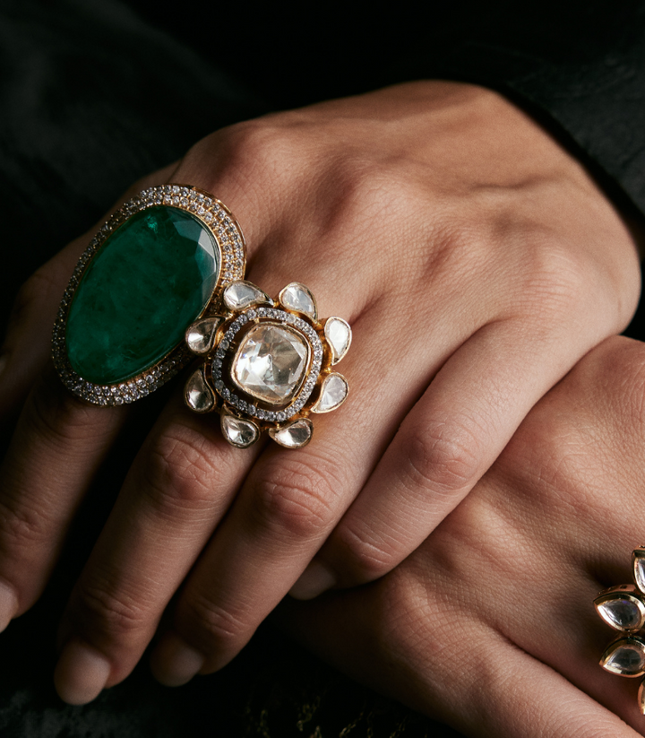 ANMARA GOLD PLATED  POLKI RING