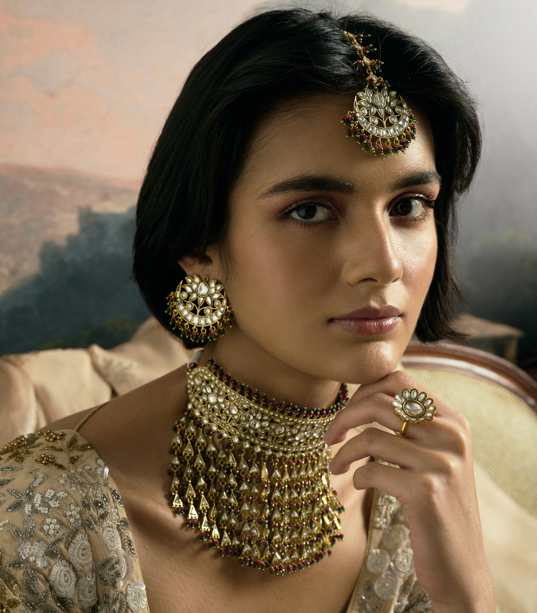 MAHEK GOLD PLATED KUNDAN NECKLACE SET