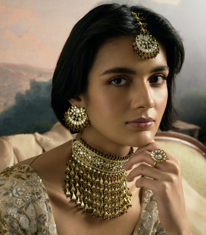 MAHEK GOLD PLATED KUNDAN NECKLACE SET