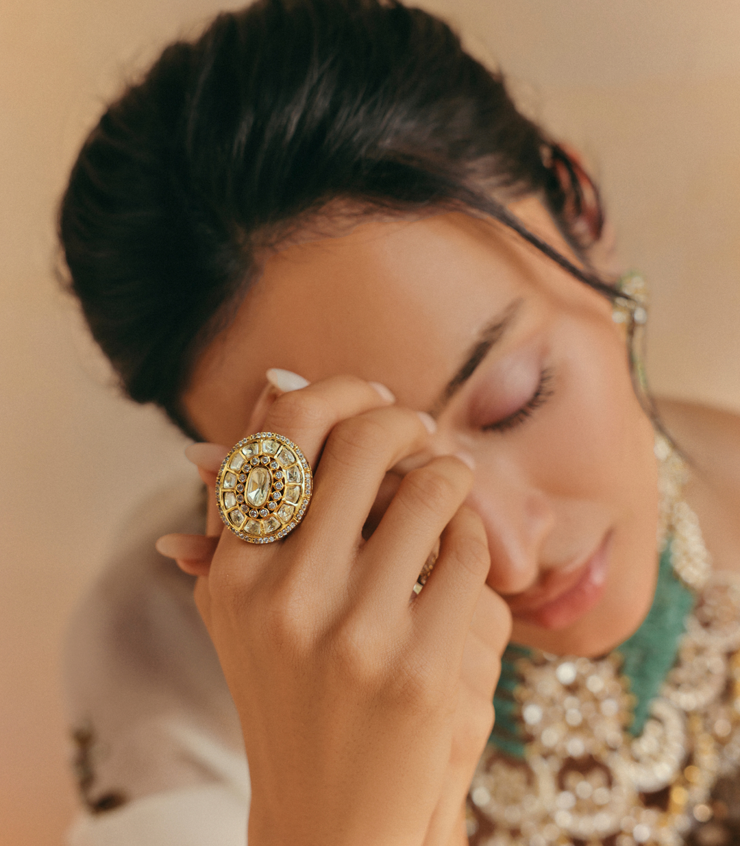 NIMA GOLD PLATED POLKI RING