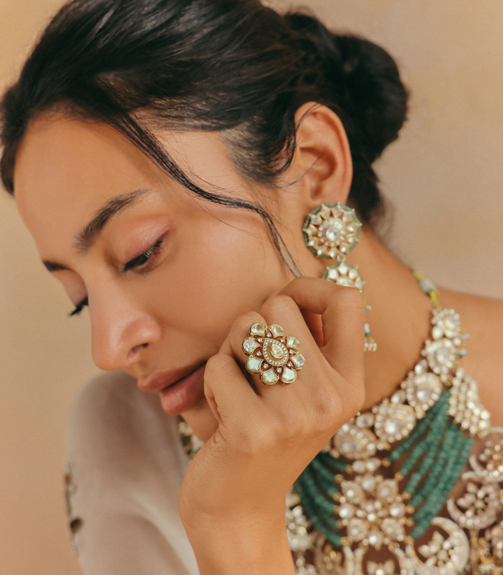 JIVIKA GOLD PLATED POLKI RING