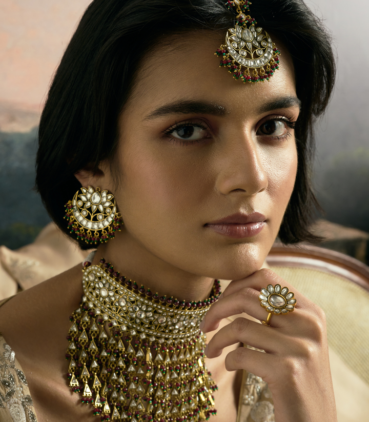 MAHEK GOLD PLATED KUNDAN NECKLACE SET