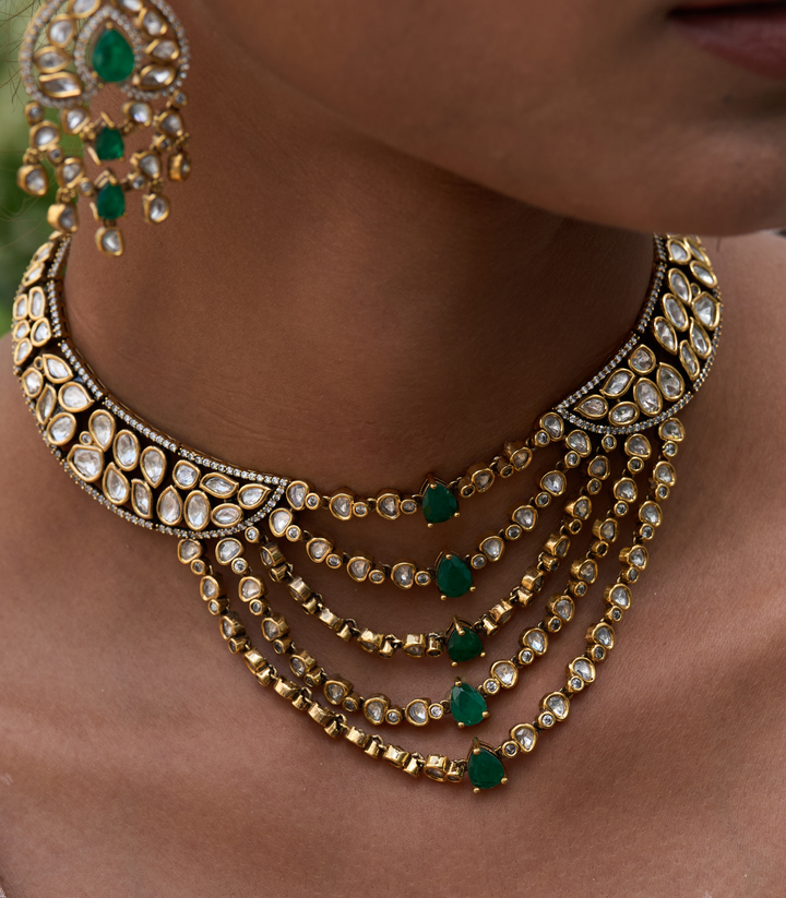 VAIDEHI GREEN KUNDAN NECKLACE SET