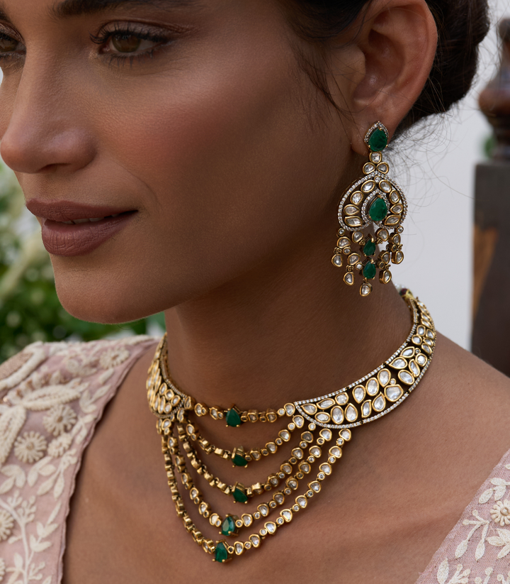VAIDEHI GREEN KUNDAN NECKLACE SET