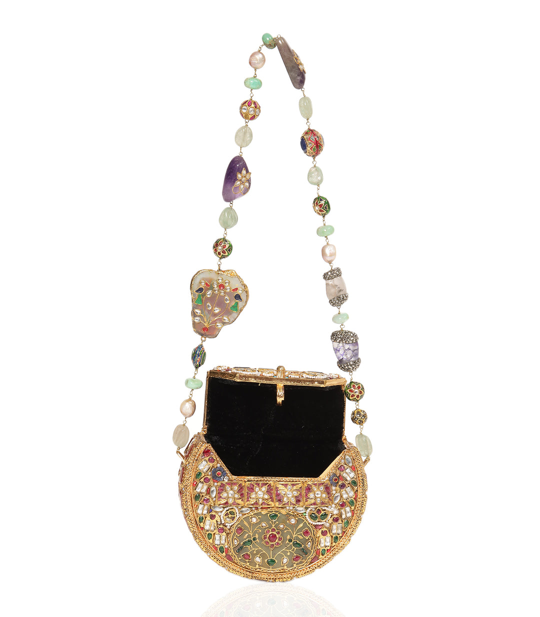 MIRA RED & GREEN KUNDAN HAND BAG