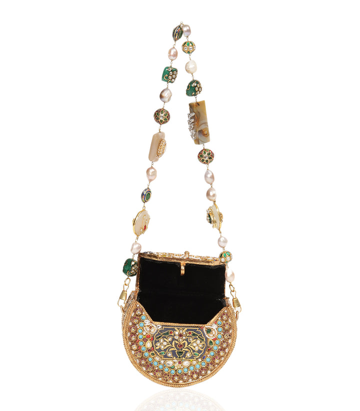 NITARA RED & GREEN KUNDAN HAND BAG