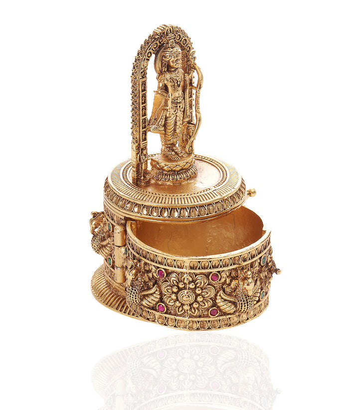 LORD RAM RED GOLD PLATED ORNATE BOX