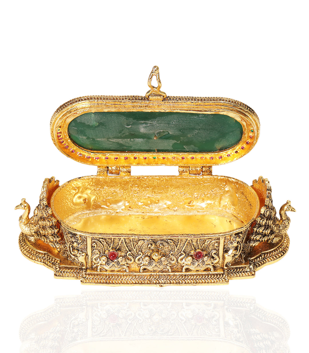 MOHINI GOLD PLATED RED & GREEN ORNATE BOX