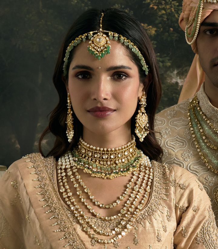 PARNEET GOLD PLATED  POLKI LONG NECKLACE