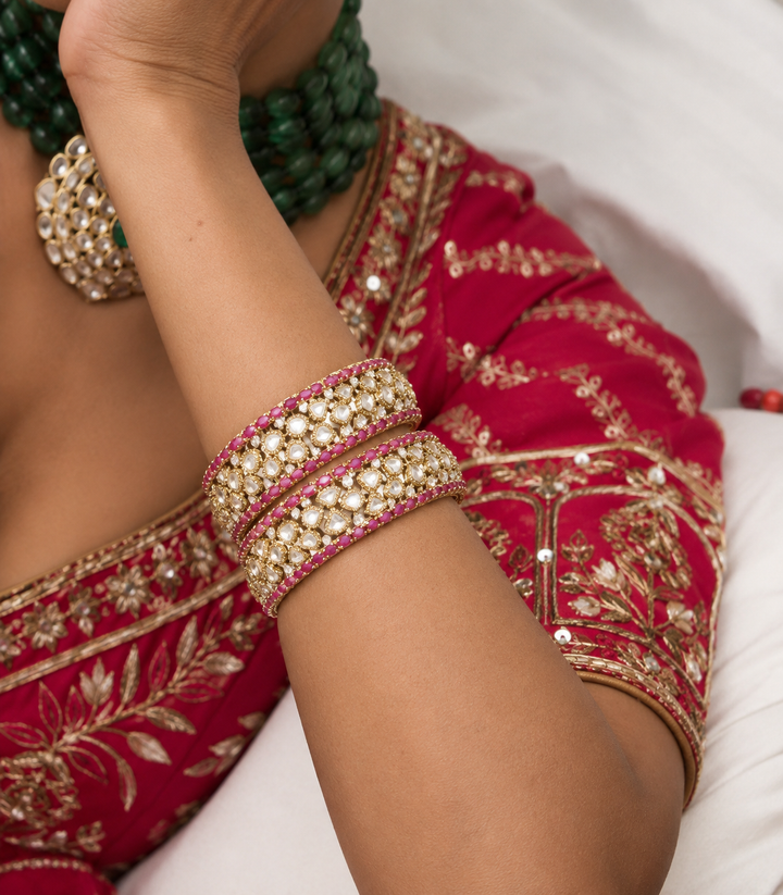 ALISHA ANTIQUE FINISH RUBY POLKI BANGLES
