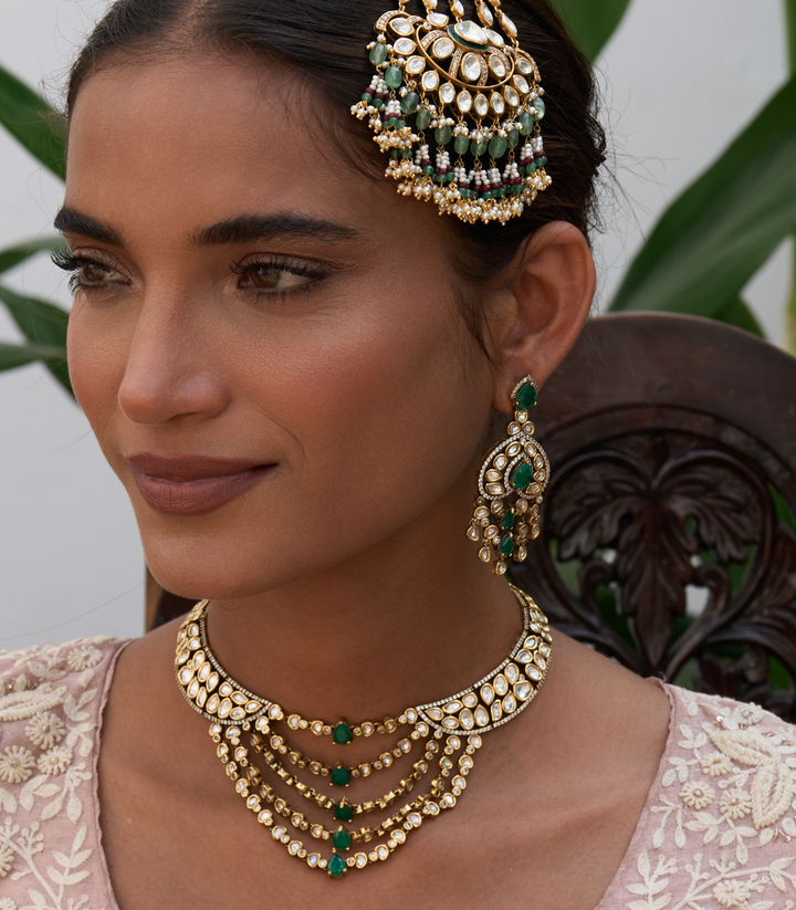 VAIDEHI GREEN KUNDAN NECKLACE SET