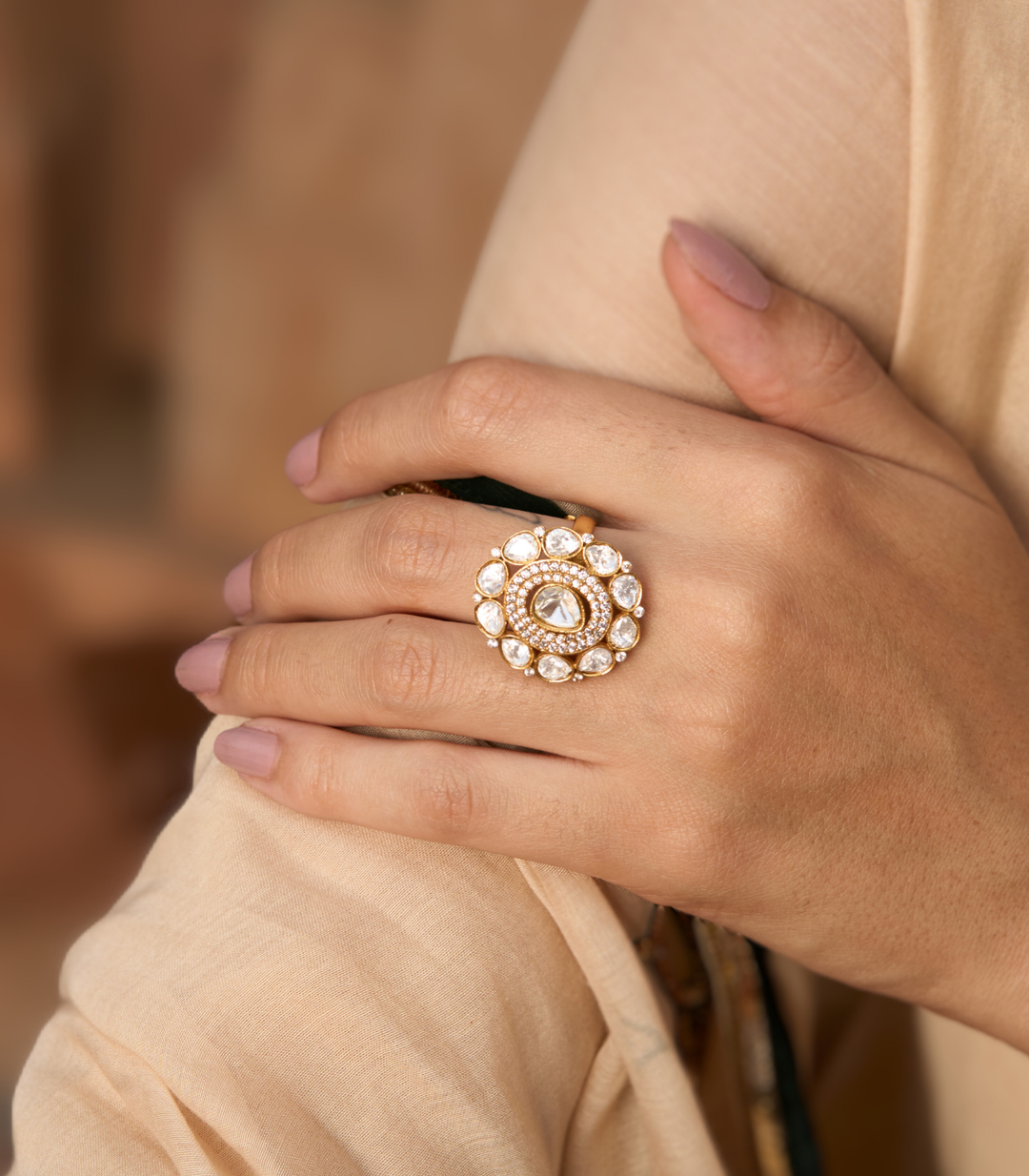 TALIKA GOLD PLATED MOISSANITE RING