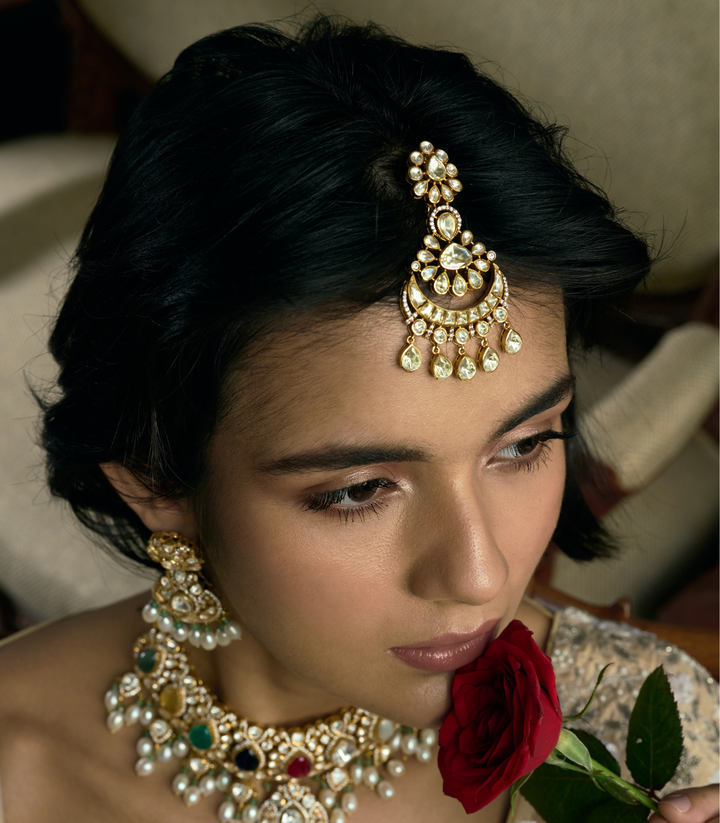 MAYUR POLKI GOLD PLATED TIKKA