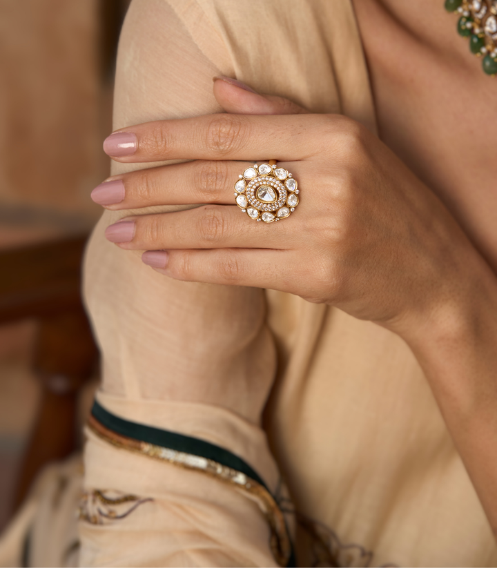 TALIKA GOLD PLATED MOISSANITE RING