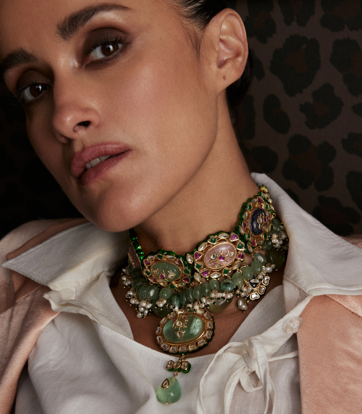 TANIKA GREEN KUNDAN LONG NECKLACE