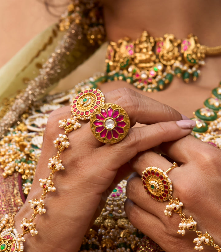 MANSI RED KUNDAN RING