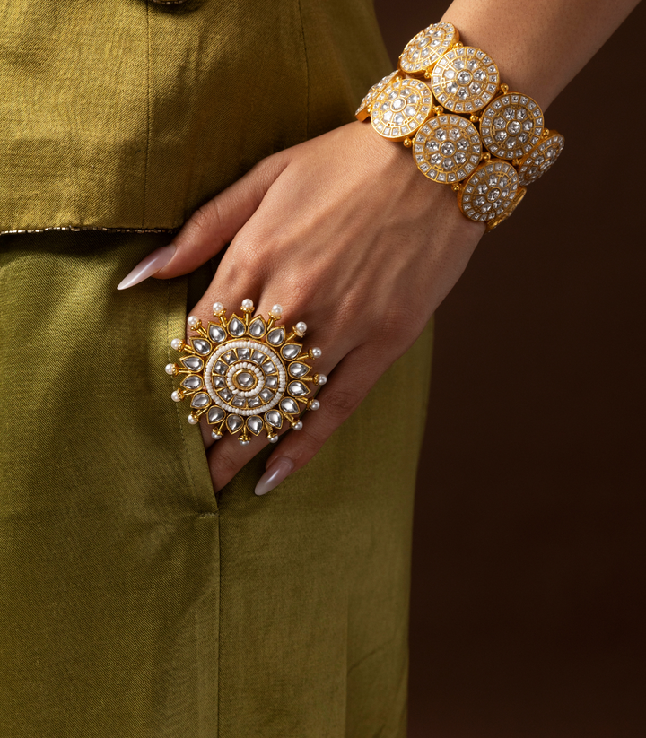 TANRIKA WHITE KUNDAN RING